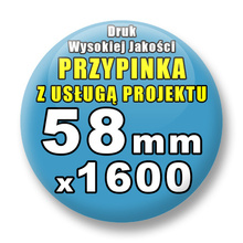 Przypinki 1600 szt. / Buttony Badziki Na Zamówienie / Twój Wzór Logo Foto Projekt / 58 mm.