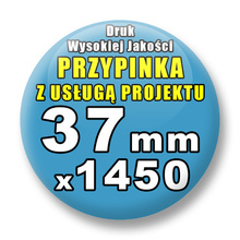 Przypinki 1450 szt. / Buttony Badziki Na Zamówienie / Twój Wzór Logo Foto Projekt / 37 mm.