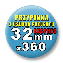 Przypinki 360 szt. Ekspres 24h / Buttony Badziki Reklamowe Na Zamówienie / Twój Wzór Logo Foto Projekt / 32 mm