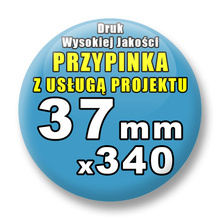 Przypinki 340 szt. / Buttony Badziki Na Zamówienie / Twój Wzór Logo Foto Projekt / 37 mm.