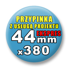 Przypinki 380 szt. Ekspres 24h / Buttony Badziki Reklamowe Na Zamówienie / Twój Wzór Logo Foto Projekt / 44 mm