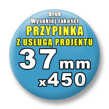 Przypinki 450 szt. / Buttony Badziki Na Zamówienie / Twój Wzór Logo Foto Projekt / 37 mm.