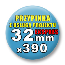 Przypinki 390 szt. Ekspres 24h / Buttony Badziki Reklamowe Na Zamówienie / Twój Wzór Logo Foto Projekt / 32 mm