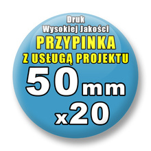 Przypinki 20 szt. / Buttony Badziki Na Zamówienie / Twój Wzór Logo Foto Projekt / 50 mm.