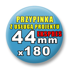 Przypinki 180 szt. Ekspres 24h / Buttony Badziki Reklamowe Na Zamówienie / Twój Wzór Logo Foto Projekt / 44 mm
