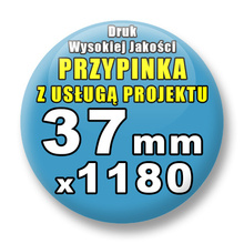 Przypinki 1180 szt. / Buttony Badziki Na Zamówienie / Twój Wzór Logo Foto Projekt / 37 mm.