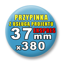 Przypinki 380 szt. Ekspres 24h / Buttony Badziki Reklamowe Na Zamówienie / Twój Wzór Logo Foto Projekt / 37 mm