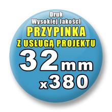 Przypinki 380 szt. / Buttony Badziki Na Zamówienie / Twój Wzór Logo Foto Projekt / 32 mm.