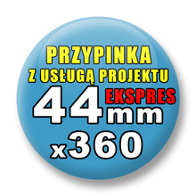 Przypinki 360 szt. Ekspres 24h / Buttony Badziki Reklamowe Na Zamówienie / Twój Wzór Logo Foto Projekt / 44 mm