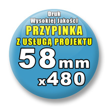 Przypinki 480 szt. / Buttony Badziki Na Zamówienie / Twój Wzór Logo Foto Projekt / 58 mm.