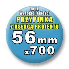 Przypinki 700 szt. / Buttony Badziki Na Zamówienie / Twój Wzór Logo Foto Projekt / 56 mm.
