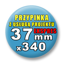 Przypinki 340 szt. Ekspres 24h / Buttony Badziki Reklamowe Na Zamówienie / Twój Wzór Logo Foto Projekt / 37 mm